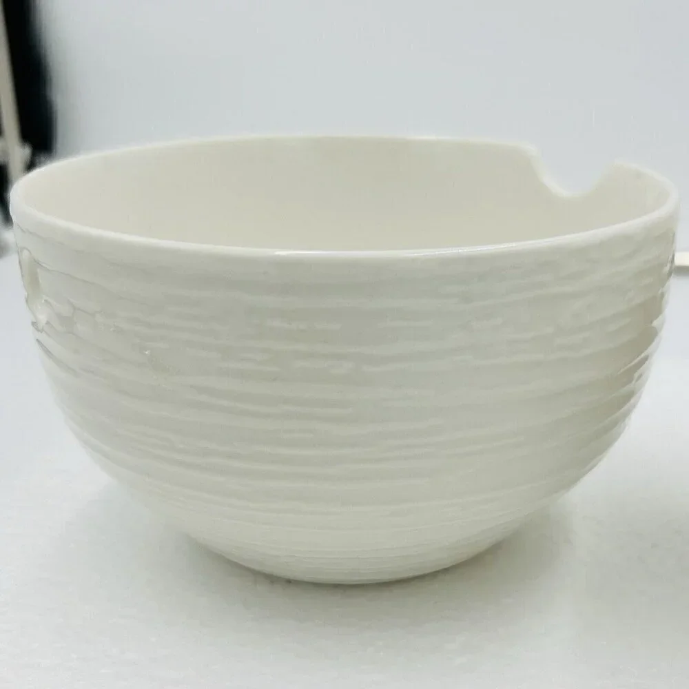 Nicole Miller Ceramic Ivory Noodle Soup Ramen Bowl Set of 2 (6.25x3.75)